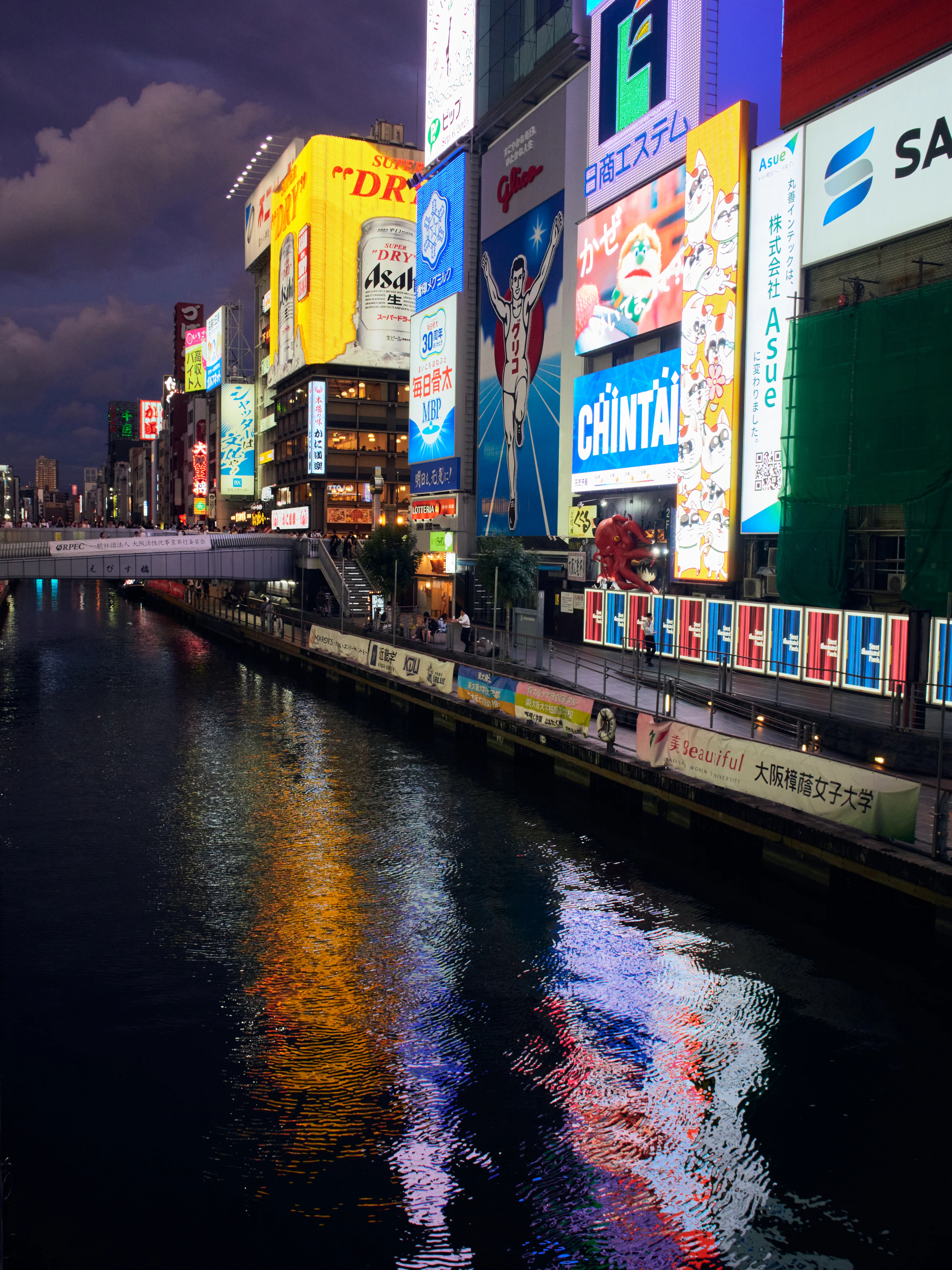 Abendliche Strassen und Lichter in Osaka